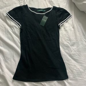 ralph lauren black puff sleeve shirt